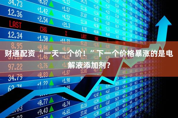 财通配资 “一天一个价！”下一个价格暴涨的是电解液添加剂？